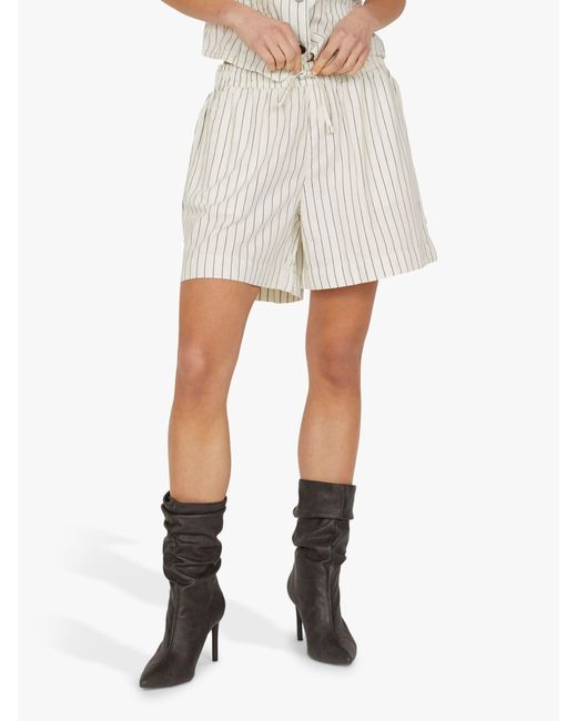 Sisters Point White Ella Loose Fitted Striped Shorts