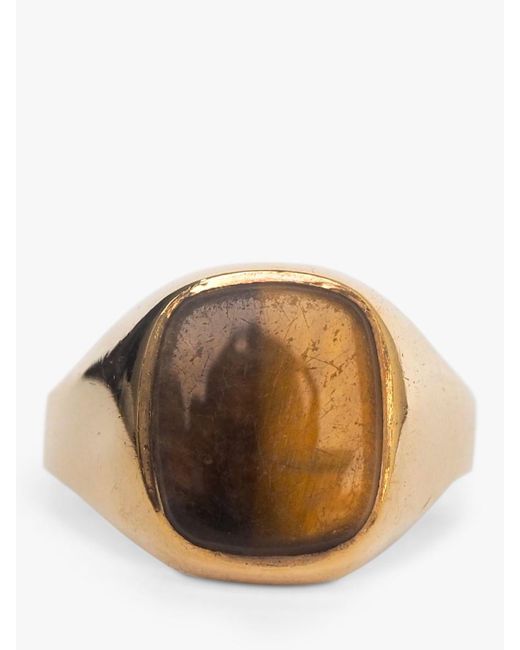 L & T Heirlooms Brown Second Hand 9ct Yellow Gold Tiger Eye Ring for men