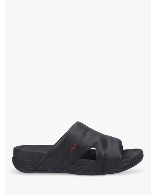 Fitflop Black Freeway Leather Sliders for men