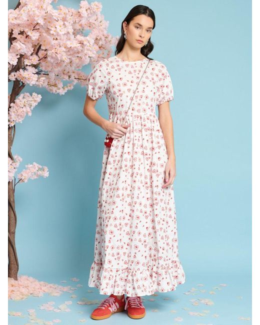 Sister Jane Blue Doodle Bloom Print Maxi Dress