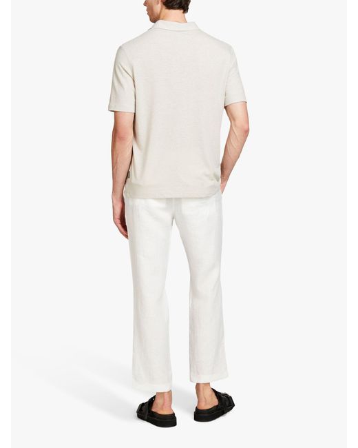 Sisley White Regular Fit Linen Trousers for men