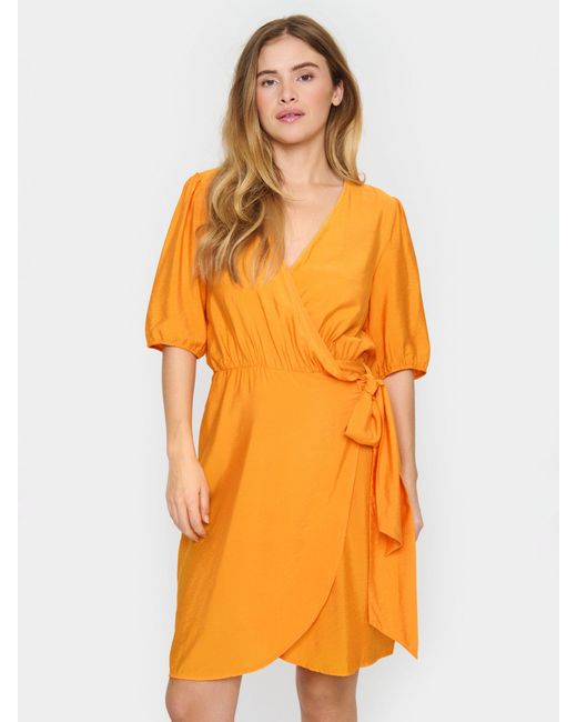 Saint Tropez Orange Eleanor Short Sleeve Wrap Dress