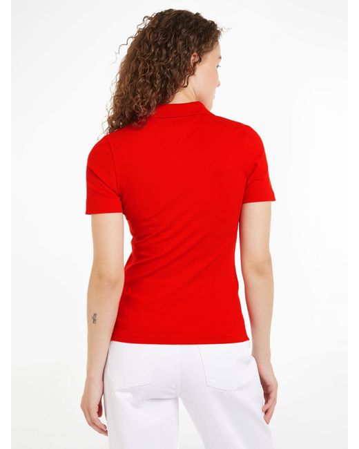 Tommy Hilfiger Red Slim Pique Polo T-shirt