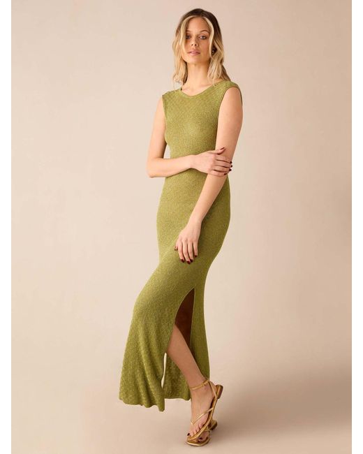 Ro&zo Green Sparkle Knit Bodycon Maxi Dress