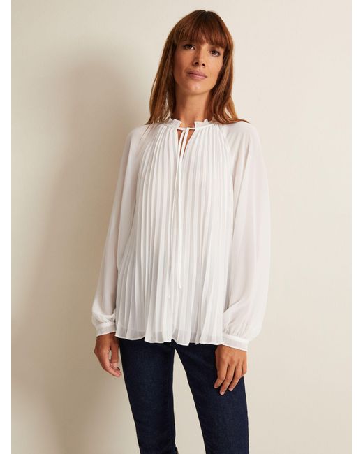 Phase Eight Natural Tessie Pleated Blouse