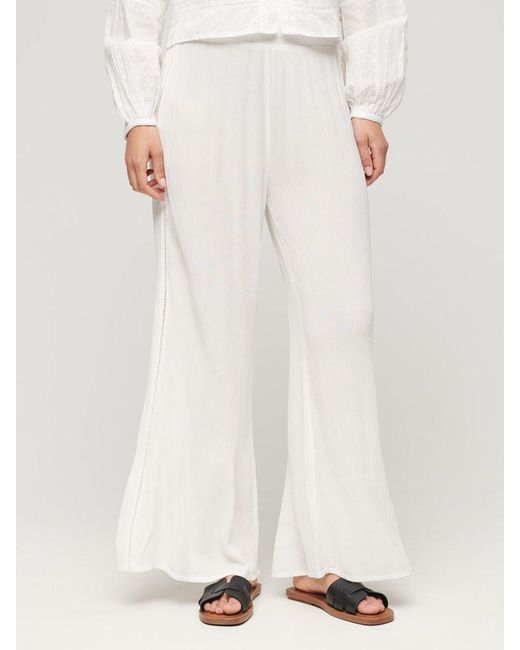 Superdry White Beach Wide Leg Trousers