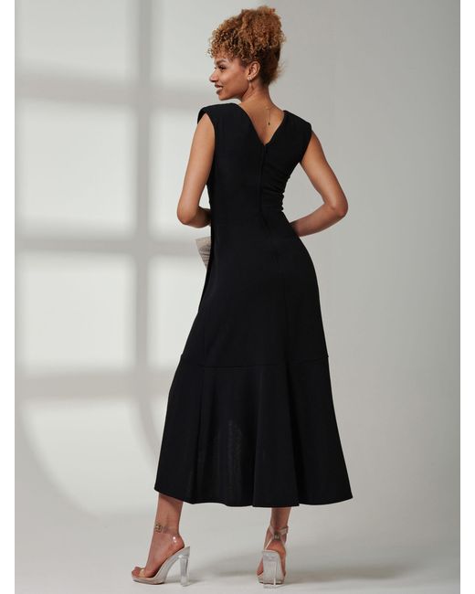 Jolie Moi Black Preslie Wrap Midi Dress