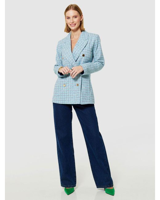 Closet Blue Tweed Double Breasted Blazer