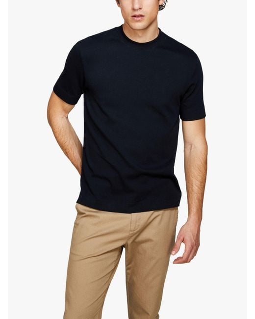 Sisley Blue Solid Coloured Regular Fit T-shirt for men