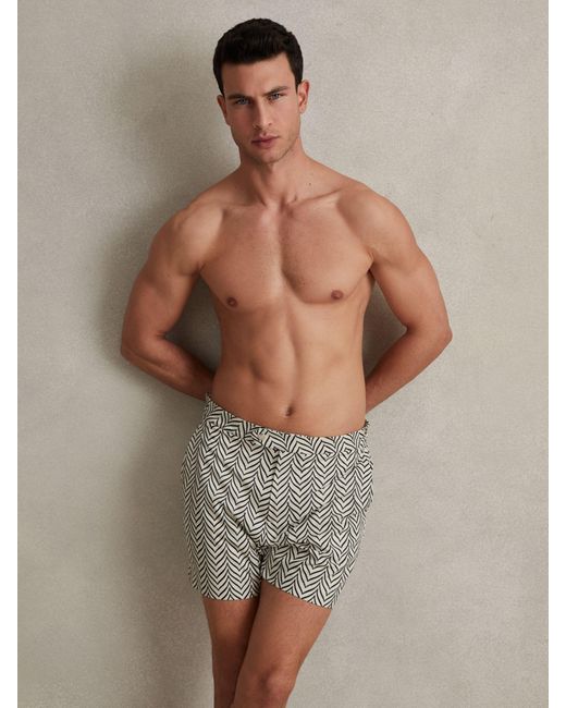 Reiss Gray Melbourne Abstract Stripe Swim Shorts for men