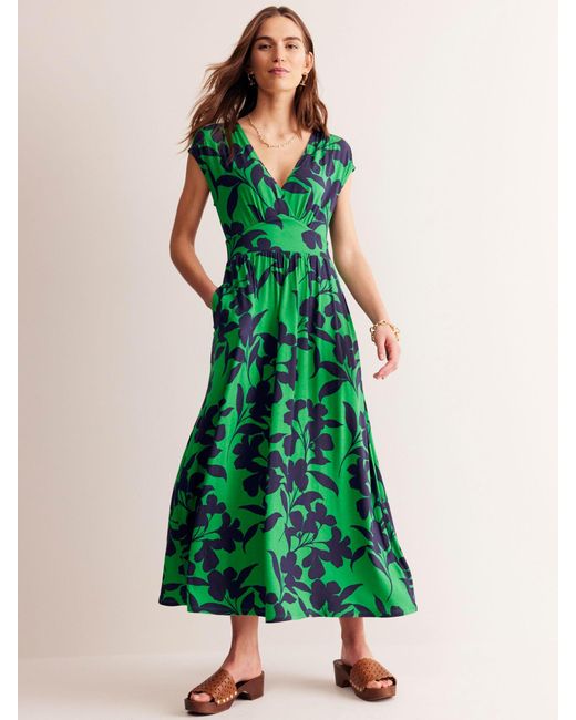 Boden Green Vanessa Wrap Jersey Maxi Dress