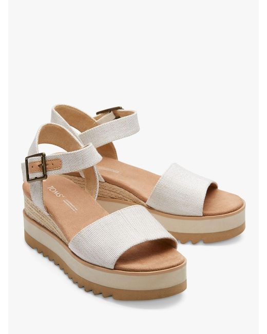 TOMS White Diana Wedge Sandals