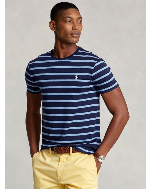 Ralph Lauren Polo Custom Slim Fit Stripe T-shirt in Blue for Men | Lyst UK