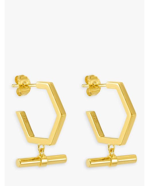 Rachel Jackson Metallic Hexagon T-bar Hoop Earrings
