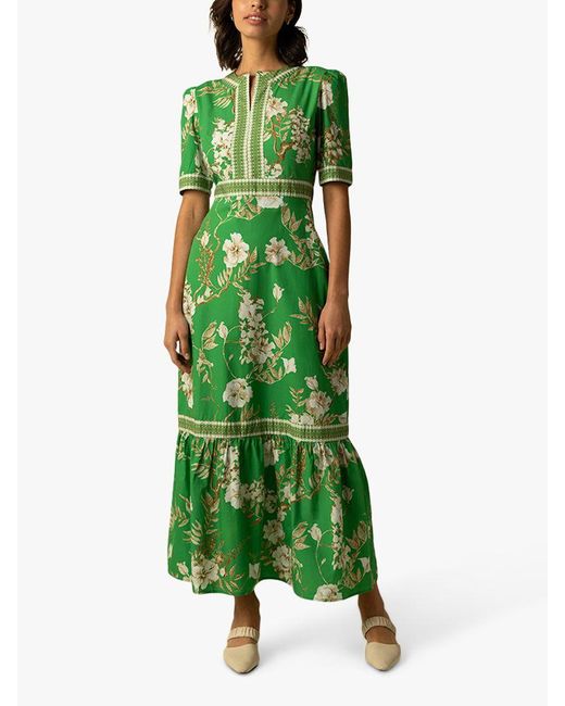 Raishma Green Darcie Floral Maxi Dress