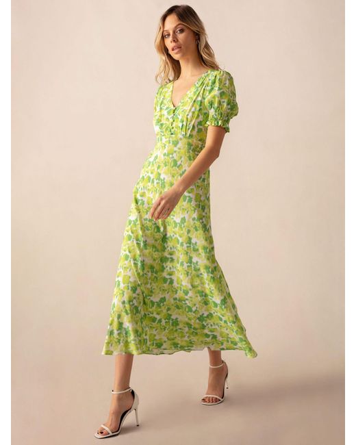 Ro&zo Green Botanical Floral Midi Dress