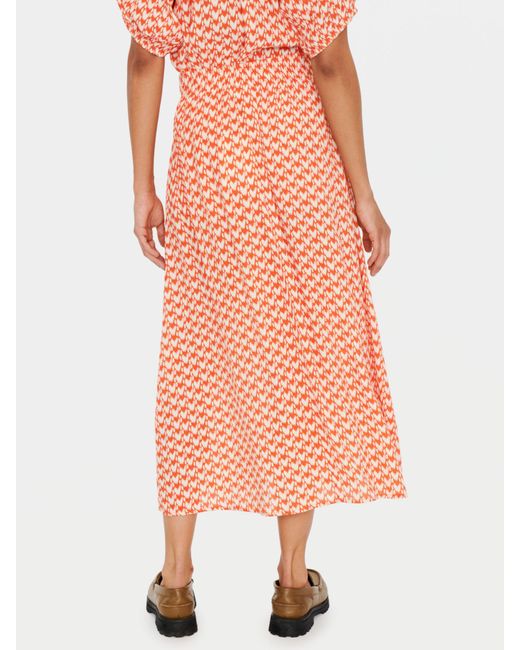 Saint Tropez Orange Tessa Abstract Print Midi Skirt