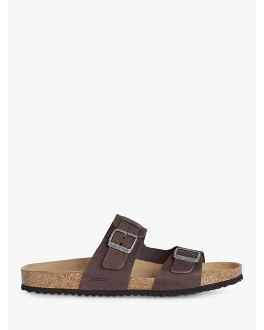 Geox Brown Ghita Leather Footbed Sandals for men