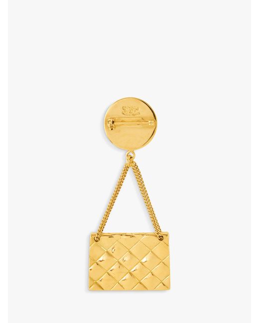 Susan Caplan Metallic Vintage Chanel Handbag Medallion Brooch