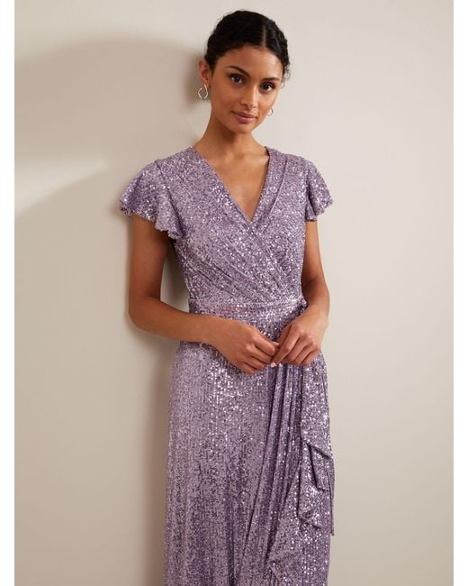 Phase Eight Purple 's Carina Sequin Maxi Dress