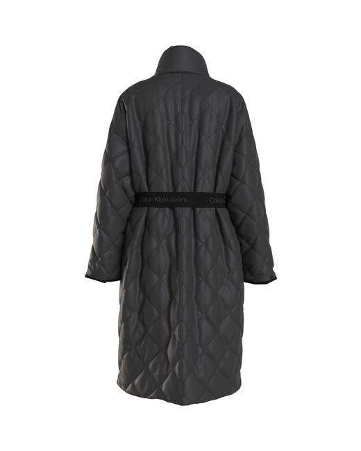 Calvin Klein Black Belted Quilted Coat