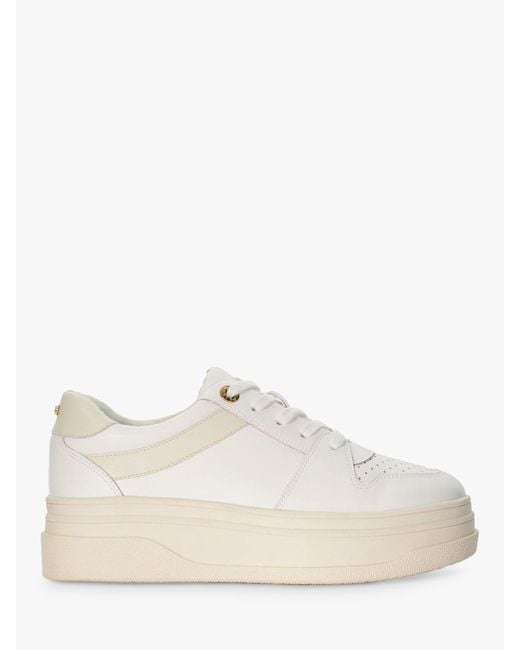 Dune White Emmelie Leather Sporty Flatform Trainers