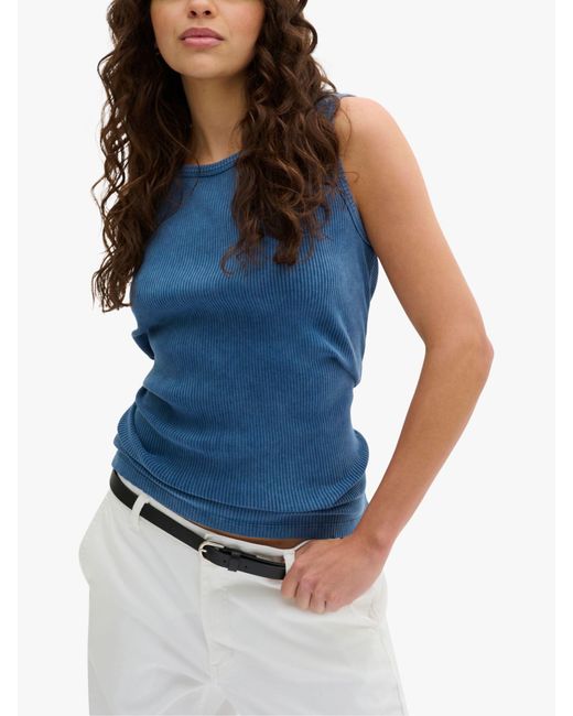 My Essential Wardrobe Blue Ace Ribbed Jersey Vest Top