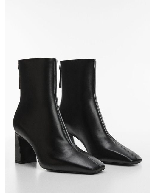 Mango Black Limo Faux Leather Zip Up Ankle Boot
