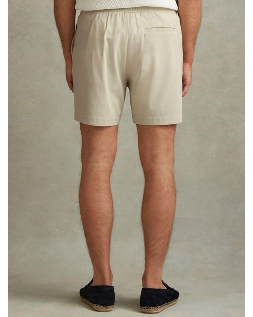 Reiss Green Newmark Textured Drawstring Shorts for men