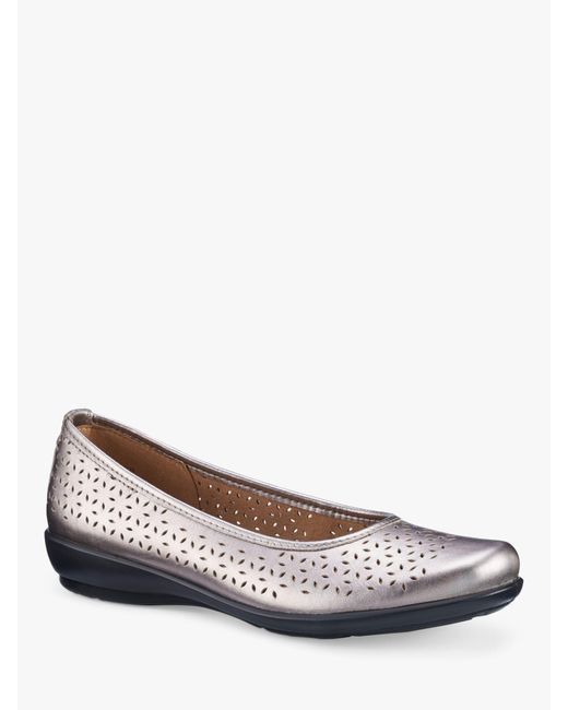 Hotter White Livvy Ii Wide Fit Perforated Leather Pumps