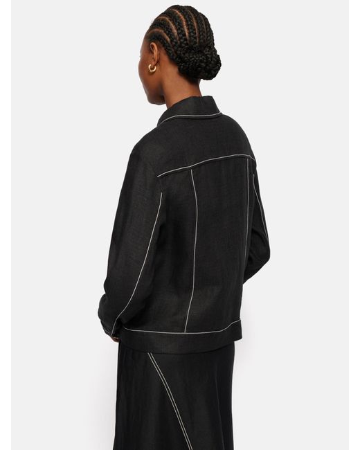Jigsaw Black Cropped Linen Utility Jacket