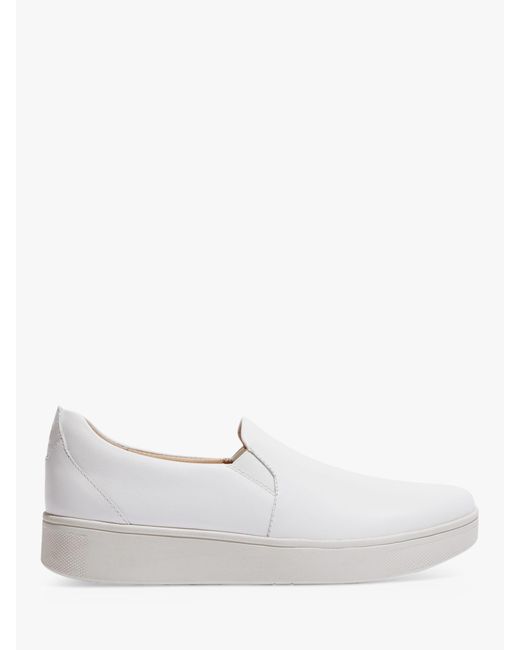 Fitflop White Rally Leather Slip On Skate Trainers
