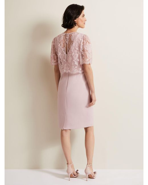 Phase Eight Pink Lynette Lace Double Layer Dress