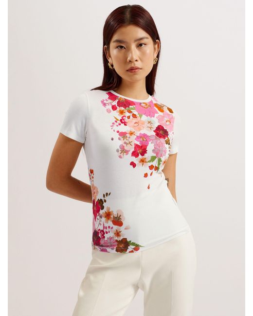 Ted Baker White Bellary Floral Fitted T-shirt