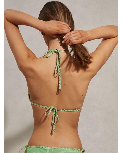 Reiss Green Thia Palm Tree Print Triangle Bikini Top