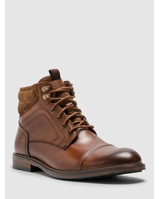 Rodd & Gunn Brown Dunedin Leather Military Boots for men