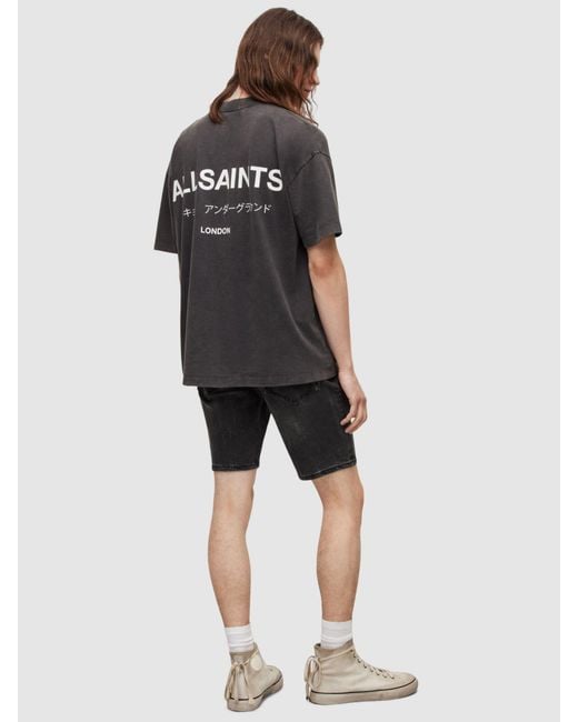 AllSaints Black Switch Denim Slim Fit Shorts for men