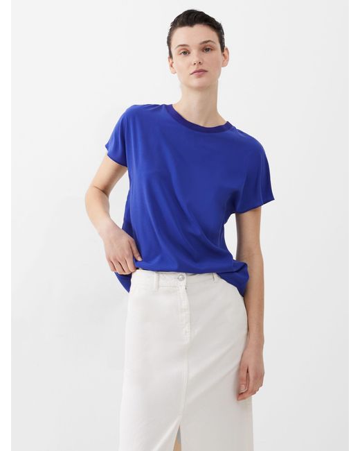 French Connection Blue Light Crepe Crew Neck Top