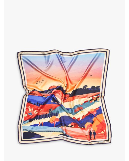 Aspinal Multicolor South Downs Square Silk Scarf