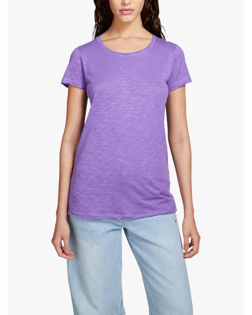 Sisley Purple Raw Cut Short Sleeve T-shirt