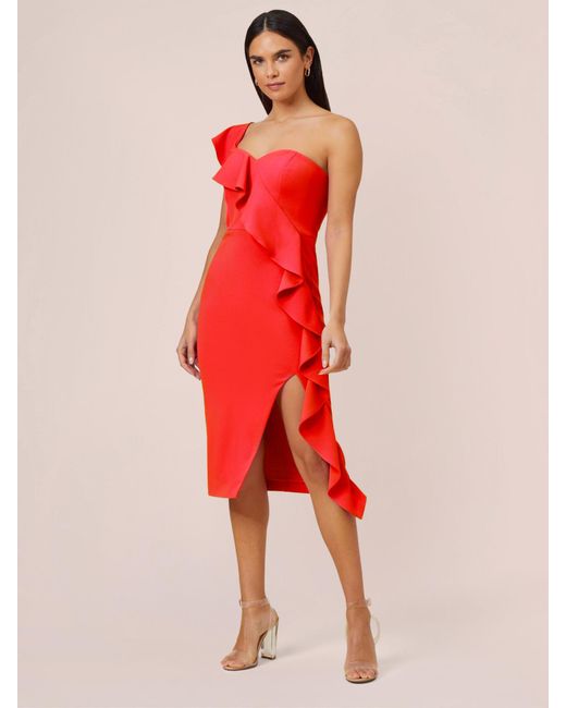 Adrianna Papell Red Aidan By Knit Crepe Cocktail Dress