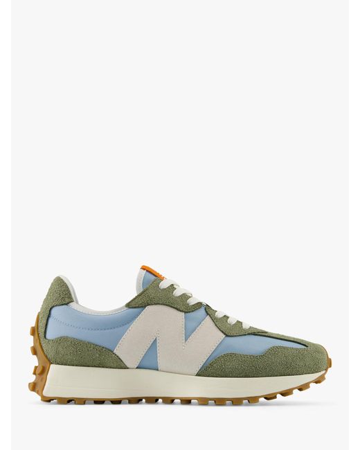 New Balance Green 327 Suede Mesh Trainers