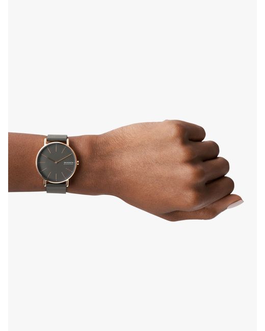 Skagen Gray Signatur Leather Strap Watch