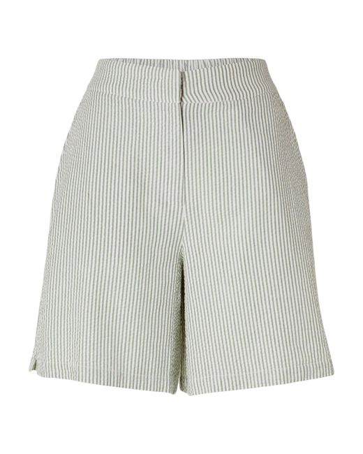 SELECTED Gray Vittoria Stripe Denim Shorts