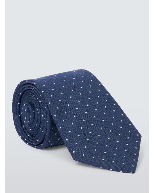 John Lewis Blue Linen And Silk Mini Spot Tie for men