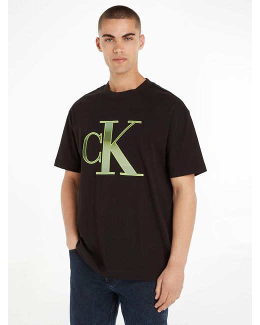 Calvin Klein Black Jeans Perfora Monologo Short Sleeve T-shirt for men