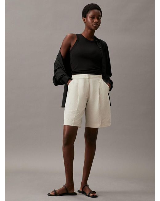 Calvin Klein Multicolor Linen Tailored Shorts