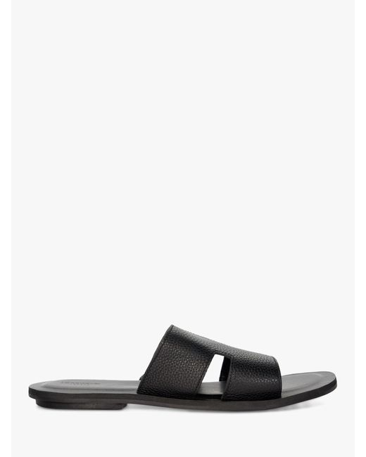 Dune Black Initially Leather Flat Sandals for men