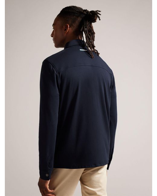 Ted Baker Blue Ansty Long Sleeve Padded Jersey Shirt for men