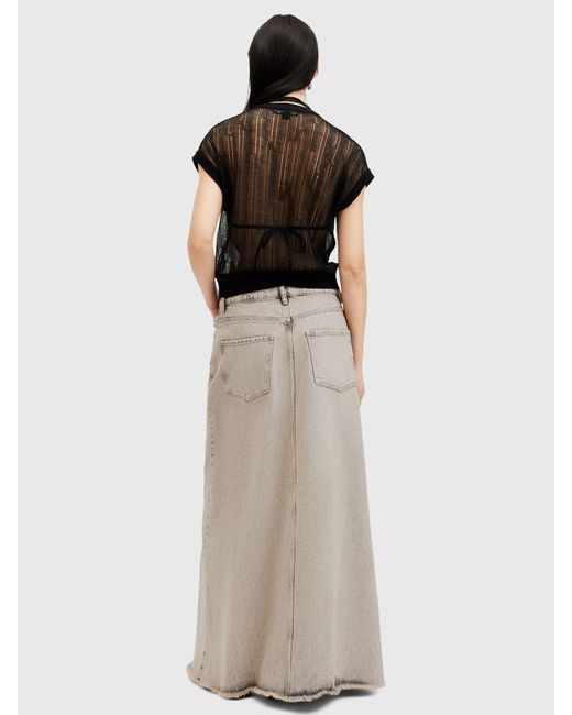 AllSaints Natural Noir Denim Maxi Skirt